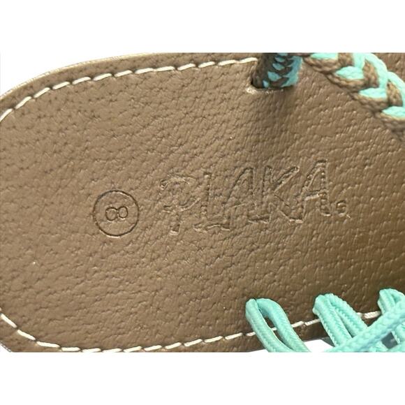 Plaka Oceanside Flip Flop Sandal Size 8 Turquoise Brown NWT - Picture 7 of 8